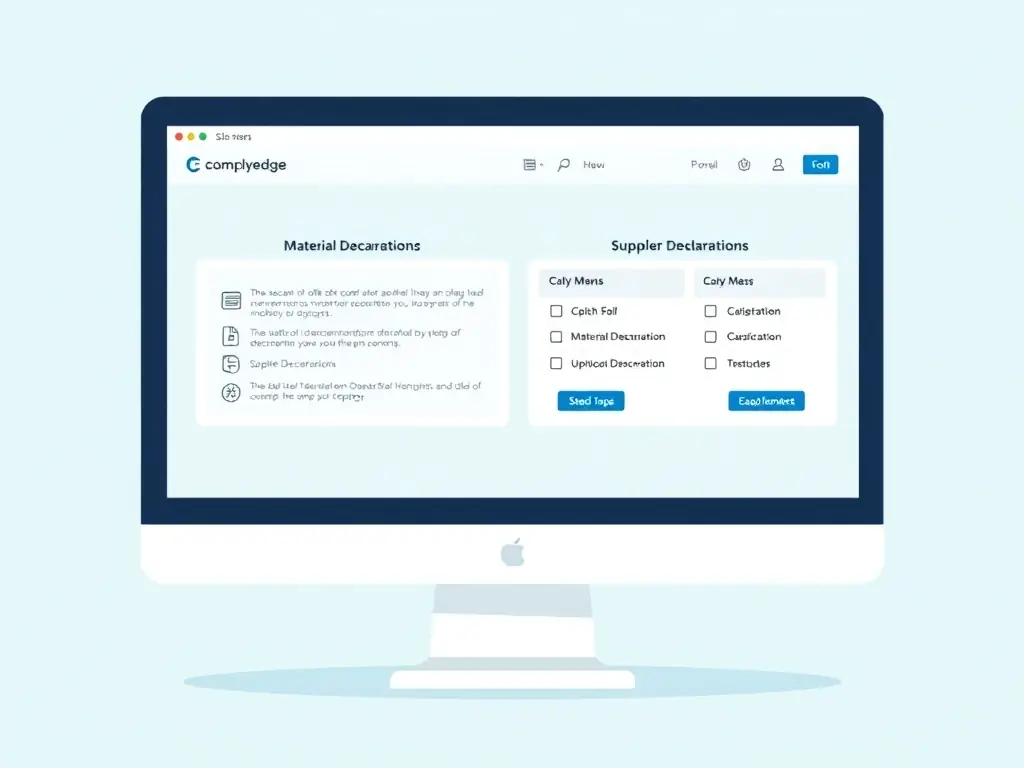 An illustrative image showing the Complyedge platform interface, with features for managing both MDs and SDoCs. The interface should appear user-friendly and efficient, highlighting the ease of creating and tracking documentation.