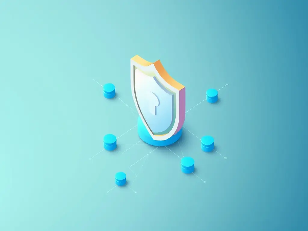 A graphic representation of a secure data network, symbolizing the secure and reliable management of compliance data. The image should convey trust and data protection.